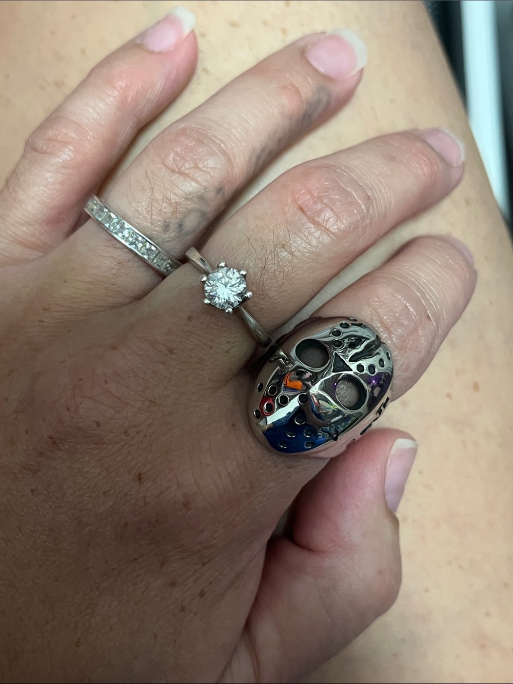 Stainless Steel Jason Voorhees Mask ring, Friday the 13th tribute ring